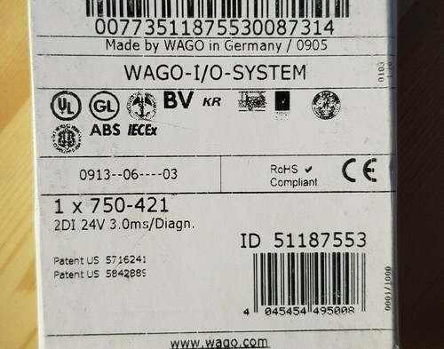 WAGO 750-421 / 750421 Factory Sealed 2 Channel Digital Input Module DC 24v 3.0ms - Picture 6 of 9