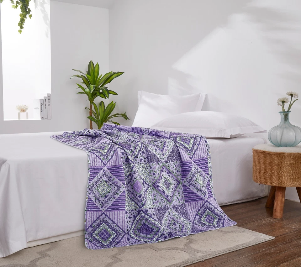 Virah Bella - Lavender Fields - Lightweight Quilted Throw Blanket 50"x60" - Image 3 of 4