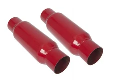 HI PERFORMANCE FREE FLOW 12" RED BULLET GLASSPACKS MUFFLERS RESONATORS 3" PAIR
