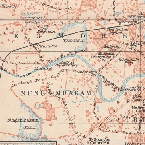 Chennai Madras 1914 INDIA ORIGINAL MAP CITY PLAN Hindustan Rajasthan Tamil Nadu - Picture 5 of 9