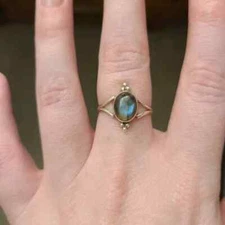 Awesome Labradorite Gemstone 925 Sterling Silver Handmade Ring All Size