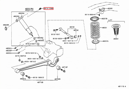 Genuine LandCruiser VDJ79 Regius Ace GDH206 GDH201 Rear Shock Absorber Bolt x4 - Picture 7 of 20