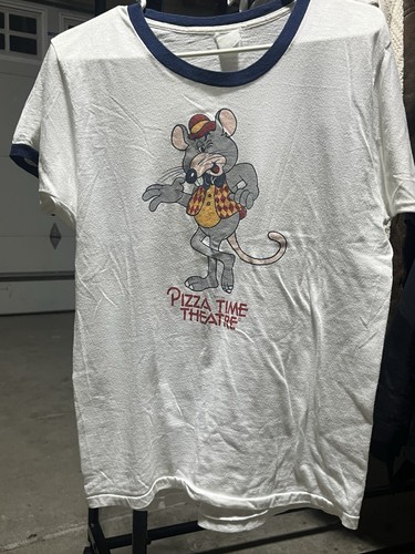 Vintage 70s 80s Chuck E. Cheese Pizza Time Theater Screen Stars Single Stitch Lg