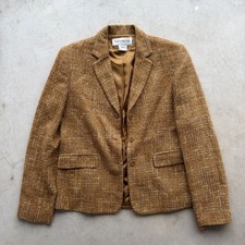 Jones New York Vintage Brown Tweed Blazer Jacket Womens Size 8 Textured Lined