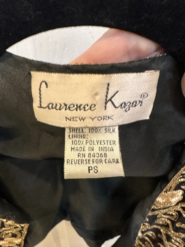 Laurence Kazar Vintage Silk Embroidered Bolero Jacket Formal 80s Shoulder Pads - Image 2 of 4