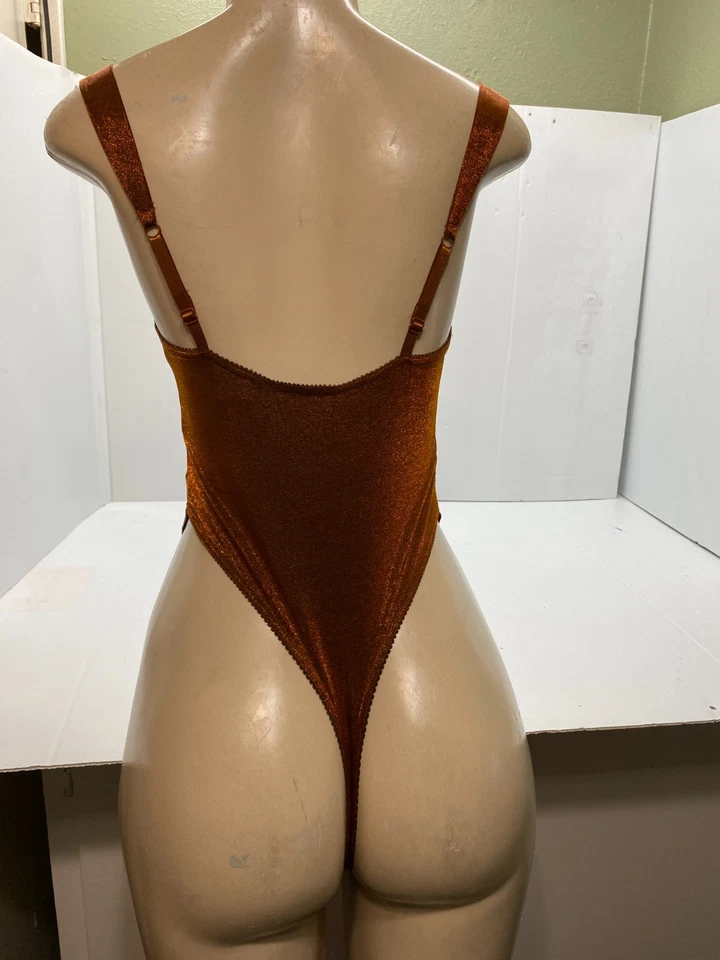 Vintage Victoria Secret String Teddy Bodysuit 34A Lace Lingerie Thong Copper - Image 3 of 4
