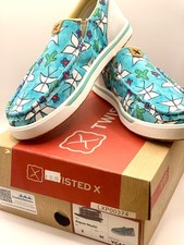 Twisted X Slip On Shoes Girls Size 2.5 Kicks Aqua Multi Color YCA0017 NWT