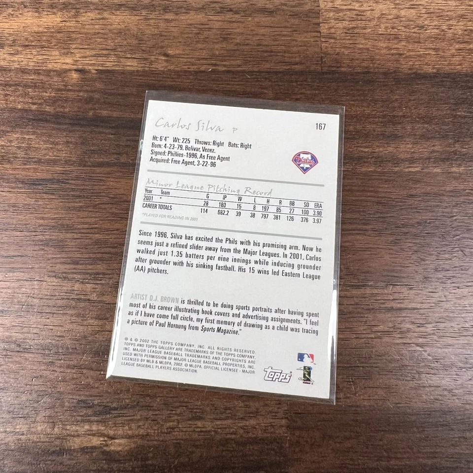 Carlos Silva 2002 Topps Gallery #167 Philadelphia Phillies Baseball Card - Image 2 of 2