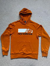 New Balance Orange Pullover Hoodie Cotton Fleece Logo Pockets Drawstring Men&rsquo;s S