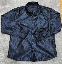 Barry Wang Men’s Button Up Short 2XL Paisley Old Money Silk Floral 