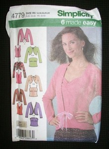 SIMPLICITY 4779 Ladies Tops Easy Knit Twin Set Sew Pattern Size 14 16 18 20 22