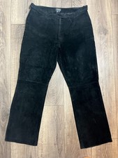 Vintage Rem Carson Suede Genuine Leather Pants Size 14 Black Lined Built In Belt