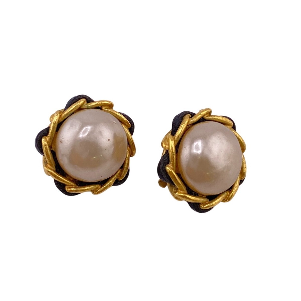CHANEL 93A Pearl Earrings Gold GZl1g56z | eBay