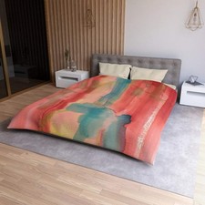Abstract Watercolor Duvet Cover Color Surge Teal Accent Bedding