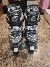 Kuxuan Inline Skates Kids Light Up Roller Blades Black White Camo 13c - 3y
