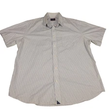 Untuckit Shirt Mens Large Blue White Short Sleeve Button Up Casual Bikes AOP