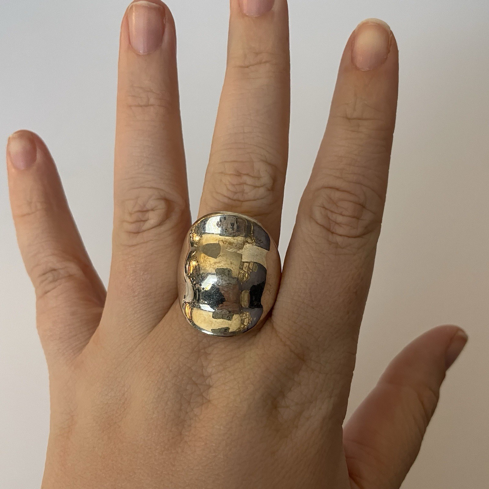 Silver Plate Large Statement Ring 8/9 Costume Jew… - image 1