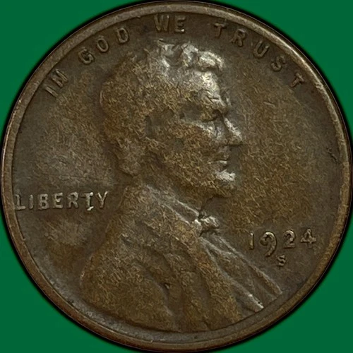 1924-S Lincoln Wheat Cent Fine F Coin #35056