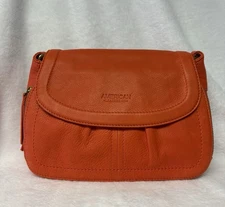 American Leather Co Vibrant Orange Ultra Soft Leather Flapover Bag NWT