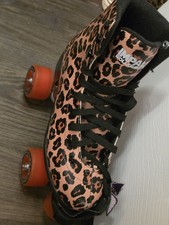 Impala Leopard Print Quad Roller Skates w/ Red Wheels  Pink Pad Set