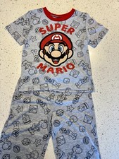 Super Mario Bros Pajamas Long pants elastic waist Short sleeve top Set Sz S 6/7