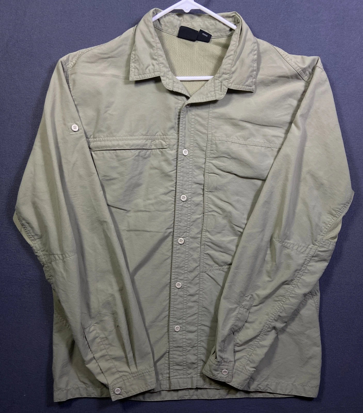 Mountain Hardwear Shirt Men’s Large Button Up Roll Tab Sleeve Hiking Fishing EUC