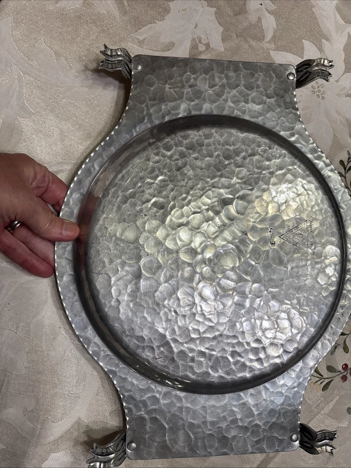 Vtg Hand Wrought Creations  Tulips Aluminum with Handles Rodney Kent - Image 4 of 4