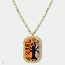 Stunning Colorful Tree of Life Pendant Necklace Chain Image Dog Tag Chain Gift D