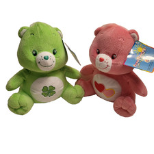Lot VTG Care Bears Good Luck Bear 10  Clover Stuffed Plush 2003 Pink Love a lot