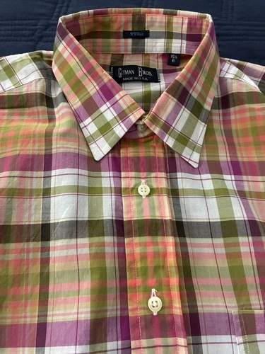  NWOT Gitman Bros Men’s Plaid Shirt Size 15.5R Multicolor Made In USA - product listing photo