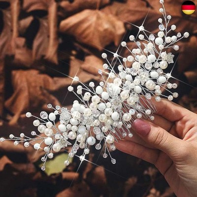 Perlen Braut Kopfschmuck Silber Blume Hochzeit Haarschmuck Braut Haarkamm für Fr