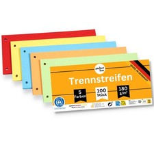 perfect line 100 Trennstreifen farbig Recyclingkarton 180g f&uuml;r Ordner A4 NEU OVP