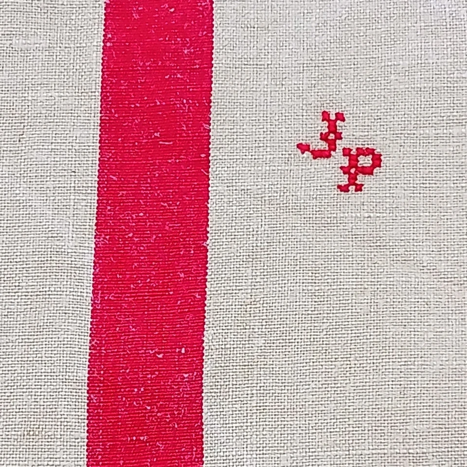 Lot de 4 grands Torchons anciens pur lin liteau rouge TBE -66 x 86 cm - Photo 4/4