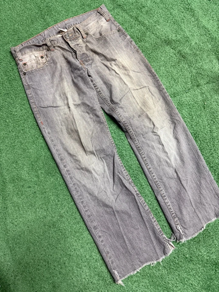Jeans vaqueros vintage Y2K desgastados sección True Religion gris Logan: 34X30,5 Foto 2 de 4