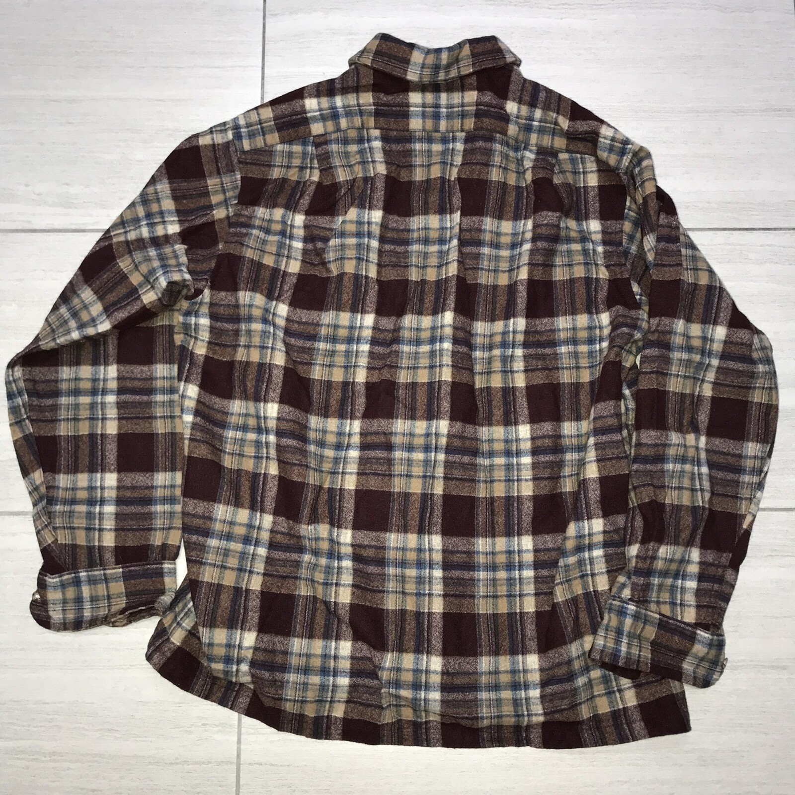 true vintage mens pendleton flannel button up Pure Virgil Wool Made In USA