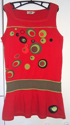 Coline Bluse,Tunika mit Band in der Taille, bestickt , M, Baumwollmischung