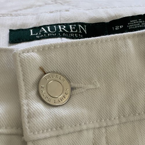Lauren Ralph Lauren *SIZE 12P Premier Straight Crop White Denim Jeans Minimalist - Picture 9 of 13