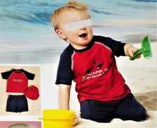 3tlg. Jungen UV Strand Set Mütze+Shirt+Short...