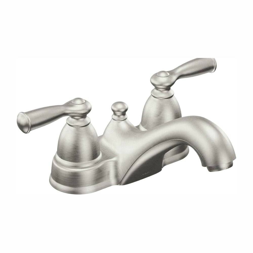 Moen Banbury 4 in. Centerset 2-Handle Low-Arc Bathroom Faucet - Brushed Nickle