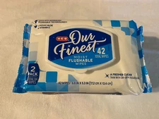 H‑E‑B Our Finest Flushable Moist Wipes 2 pk new