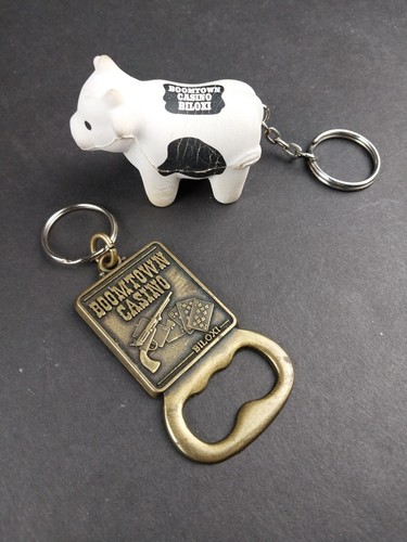 Vintage Boomtown Casino Biloxi Bottle Opener & Cow Keychains! - Picture 2 of 4