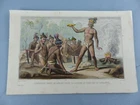 Antique ENGRAVING circa 1850 AMERICA costumes conquest ceremony war, 167