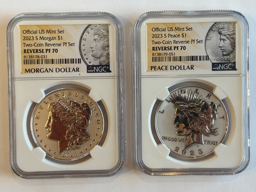 2023 S Morgan & Peace Silver Dollar $1 Reverse Proof Set NGC PF70 PF PR 70 PR70