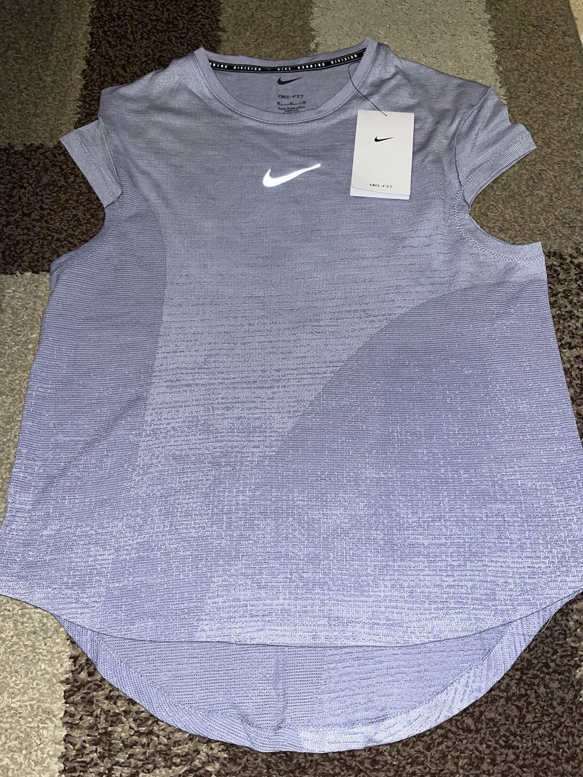 NWT Nike Dri-fit S/S Running Top Purple DX0199 Med $85