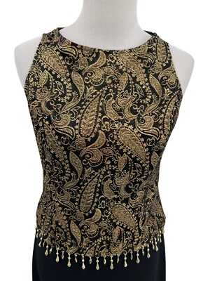 Joseph Ribkoff Couture Black Gold Brocade Maxi Sheath Formal Dress Womens  Sz 10 | eBay