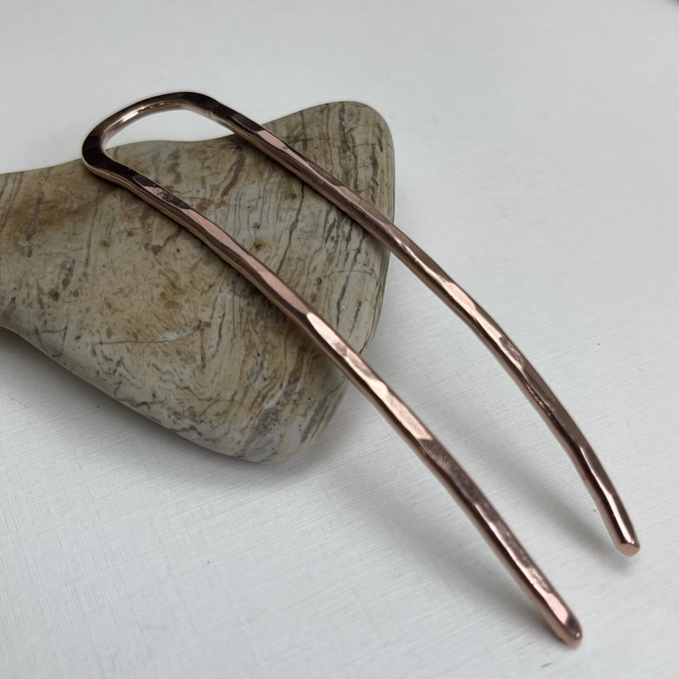Small Curved Solid Metal, Copper Hair Stick, Shawl Pin - Image 2 of 4