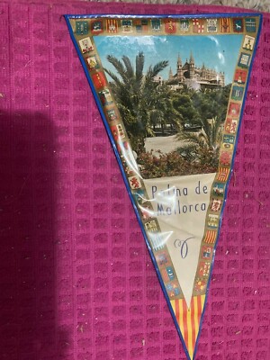 Vintage PALMA de MALLORCA ESPANA Spanish ISLAND SPAIN Flag Pennant -FAST SHIPPER