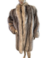 Neiman Marcus Silver Fox Fur Coat Knee-length Womens Luxury Size Xl Vintage 90s
