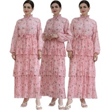 Abaya Women Muslim Elegant Print Long Maxi Dress Kaftan Party Islamic Arab Robe