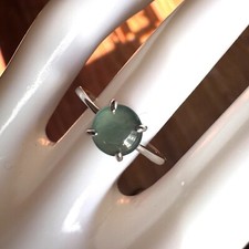 Beautiful Grade A Burma Jadeite Ring S925 Sterling Silver Elegant Natural Green